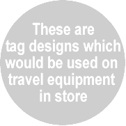 Tags for travel equipment in store